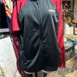 Adidas Men's Black and Burgundy Windbreaker